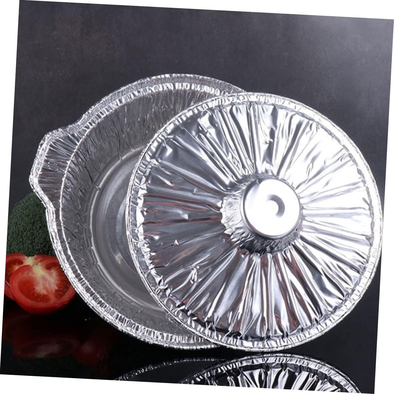 Versatile Mikinona Aluminum Foil Pot with Lid for Camping, BBQ, and Outdoor Cooking - Recyclable Container for Baking and Meal Prep