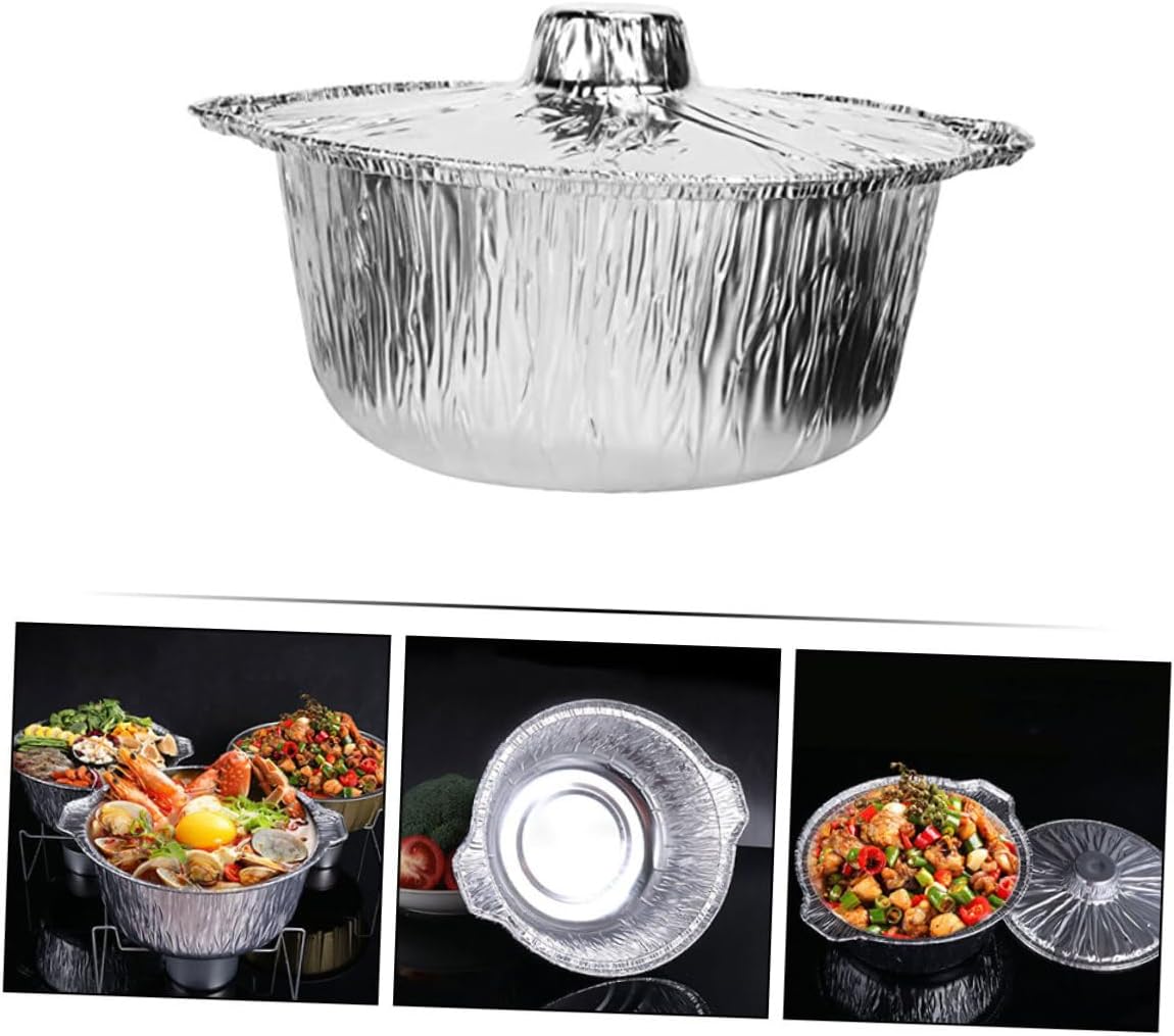 Versatile Mikinona Aluminum Foil Pot with Lid for Camping, BBQ, and Outdoor Cooking - Recyclable Container for Baking and Meal Prep
