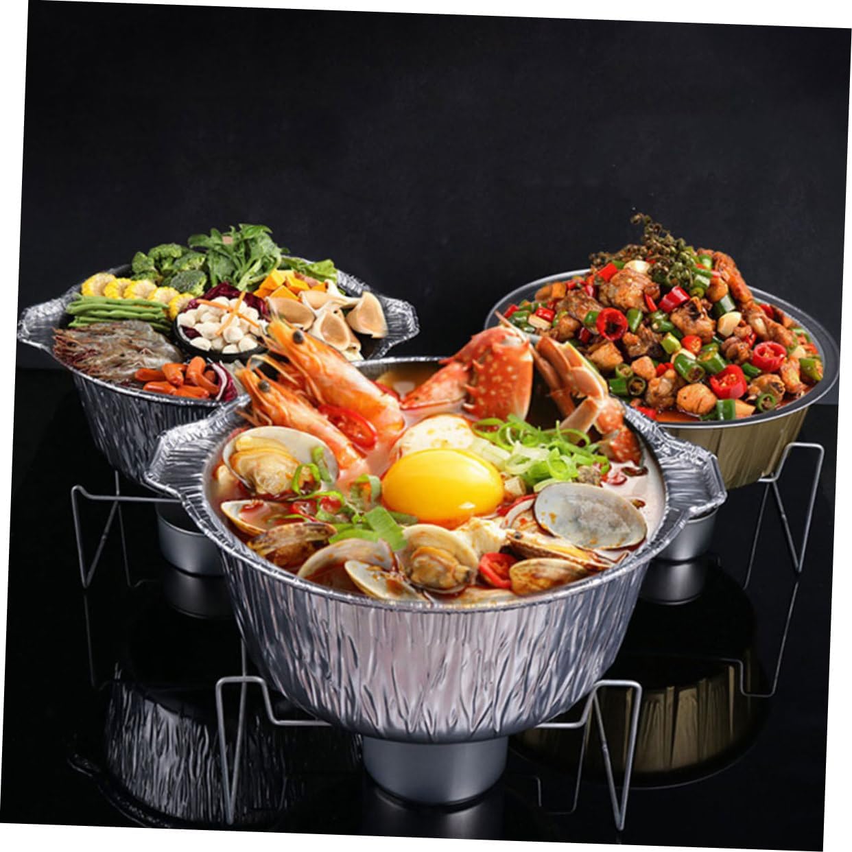 Versatile Mikinona Aluminum Foil Pot with Lid for Camping, BBQ, and Outdoor Cooking - Recyclable Container for Baking and Meal Prep