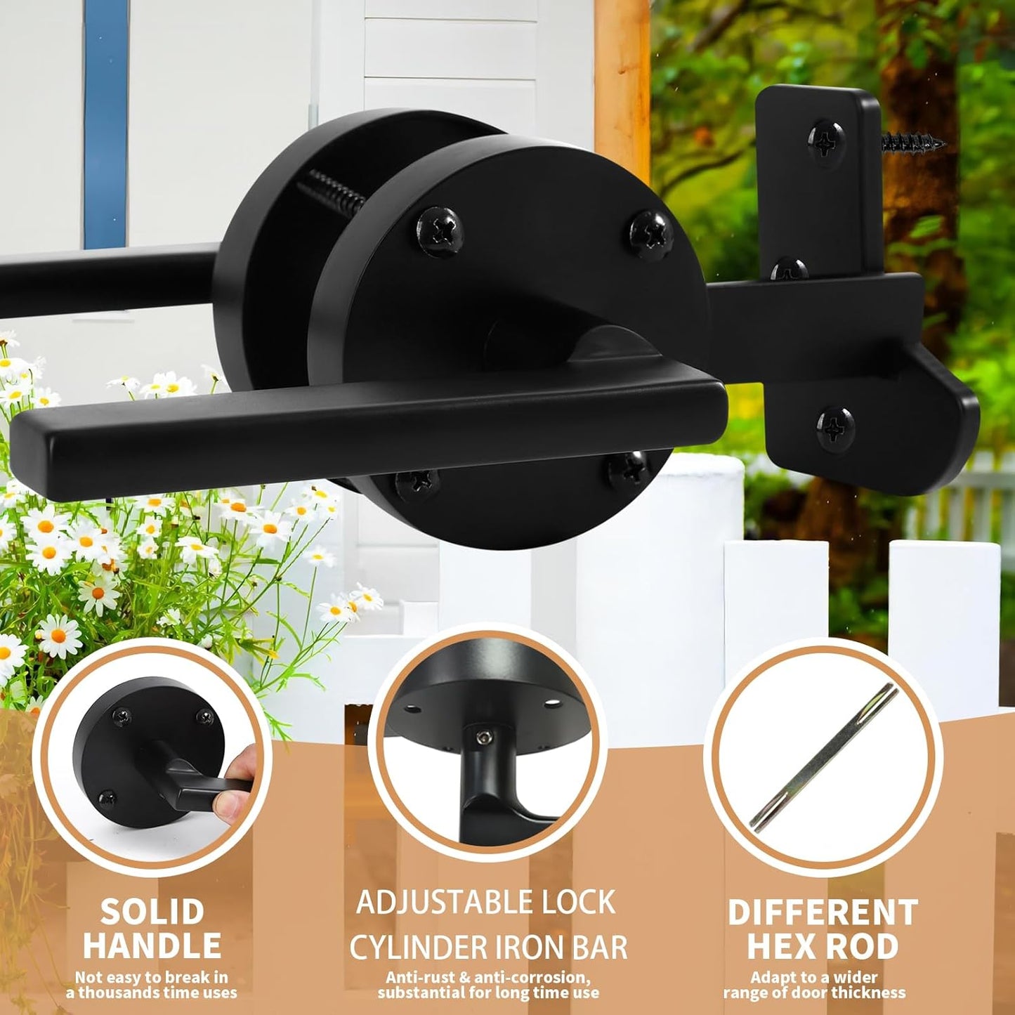 Versatile Two-Sided Gate Latch for Outdoor Fences, Wooden Gates, Pools, Backyards, and Gardens - Also Functions as Door Handles and Locks