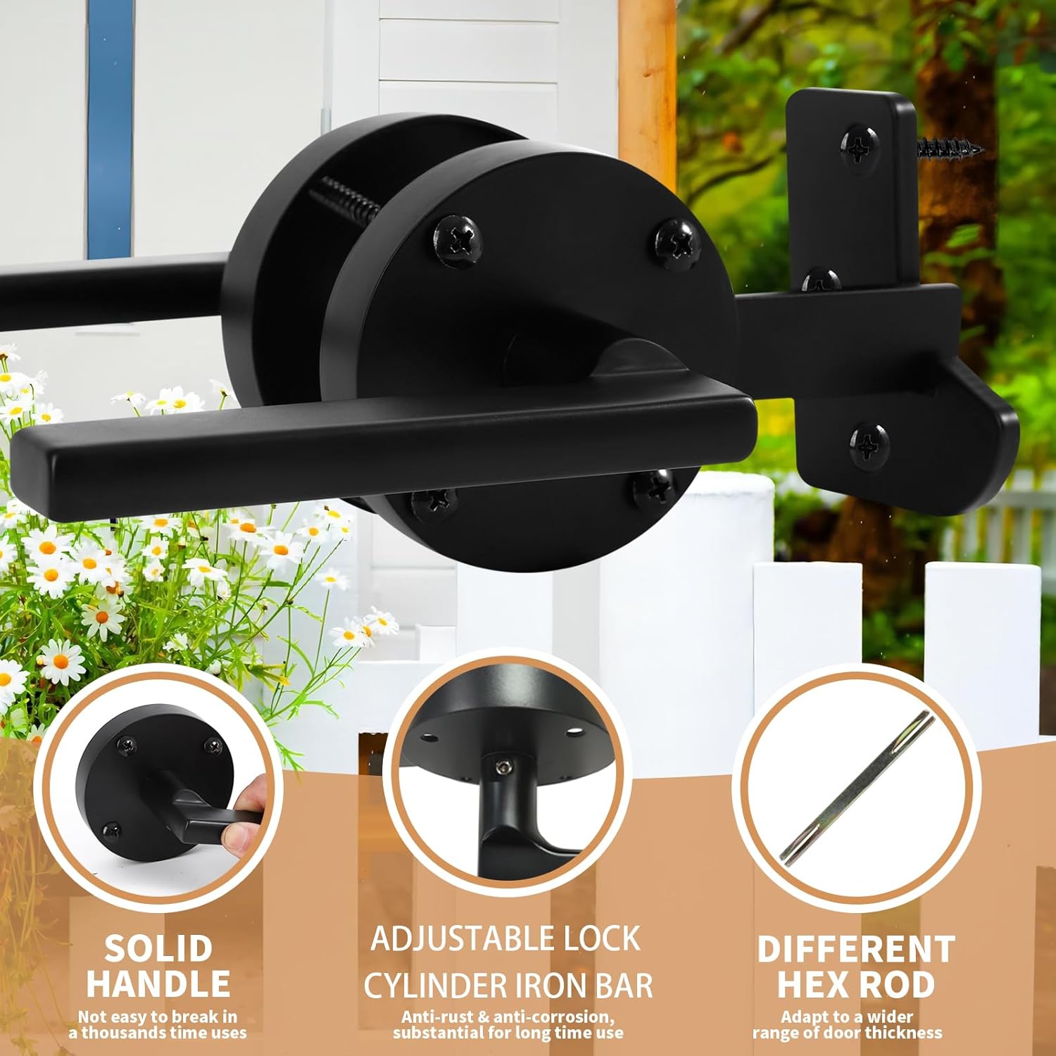 Versatile Two-Sided Gate Latch for Outdoor Fences, Wooden Gates, Pools, Backyards, and Gardens - Also Functions as Door Handles and Locks