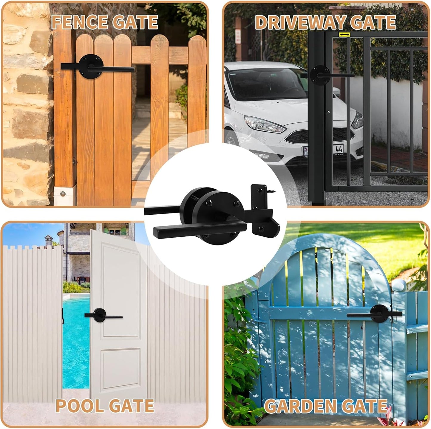 Versatile Two-Sided Gate Latch for Outdoor Fences, Wooden Gates, Pools, Backyards, and Gardens - Also Functions as Door Handles and Locks