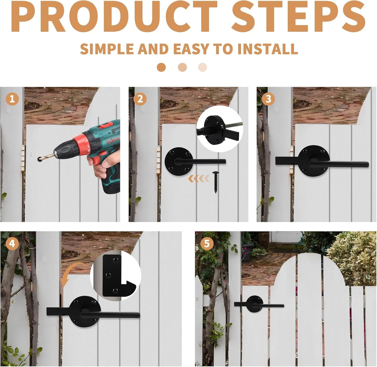 Versatile Two-Sided Gate Latch for Outdoor Fences, Wooden Gates, Pools, Backyards, and Gardens - Also Functions as Door Handles and Locks