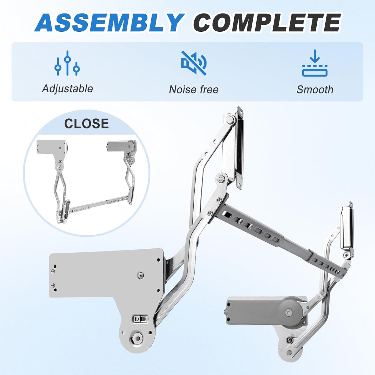 Vertical Lift Hydraulic Buffer Cabinet Door Hinge - 19.69-31.49in, Sturdy, Silent, Adjustable