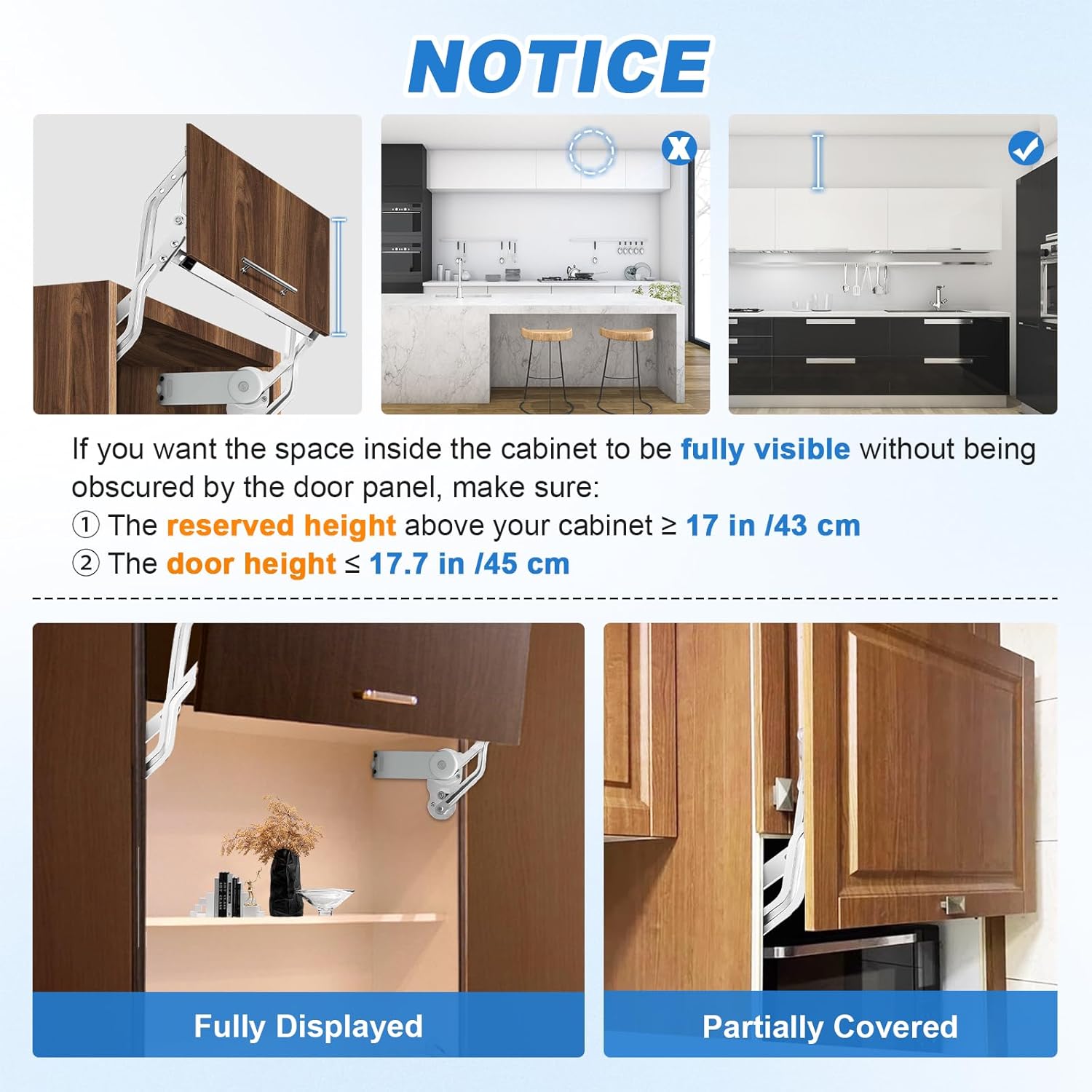 Vertical Lift Hydraulic Buffer Cabinet Door Hinge - 19.69-31.49in, Sturdy, Silent, Adjustable
