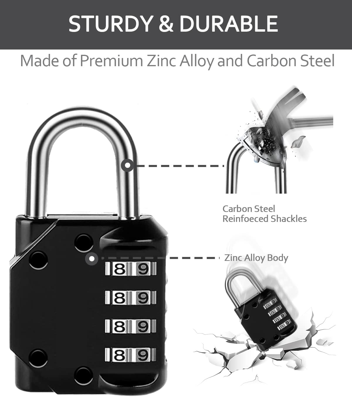 Vervida 2-Pack Discus Padlock and Combination Lock Set for Gym, School, Gate, Fence, Storage, Toolbox