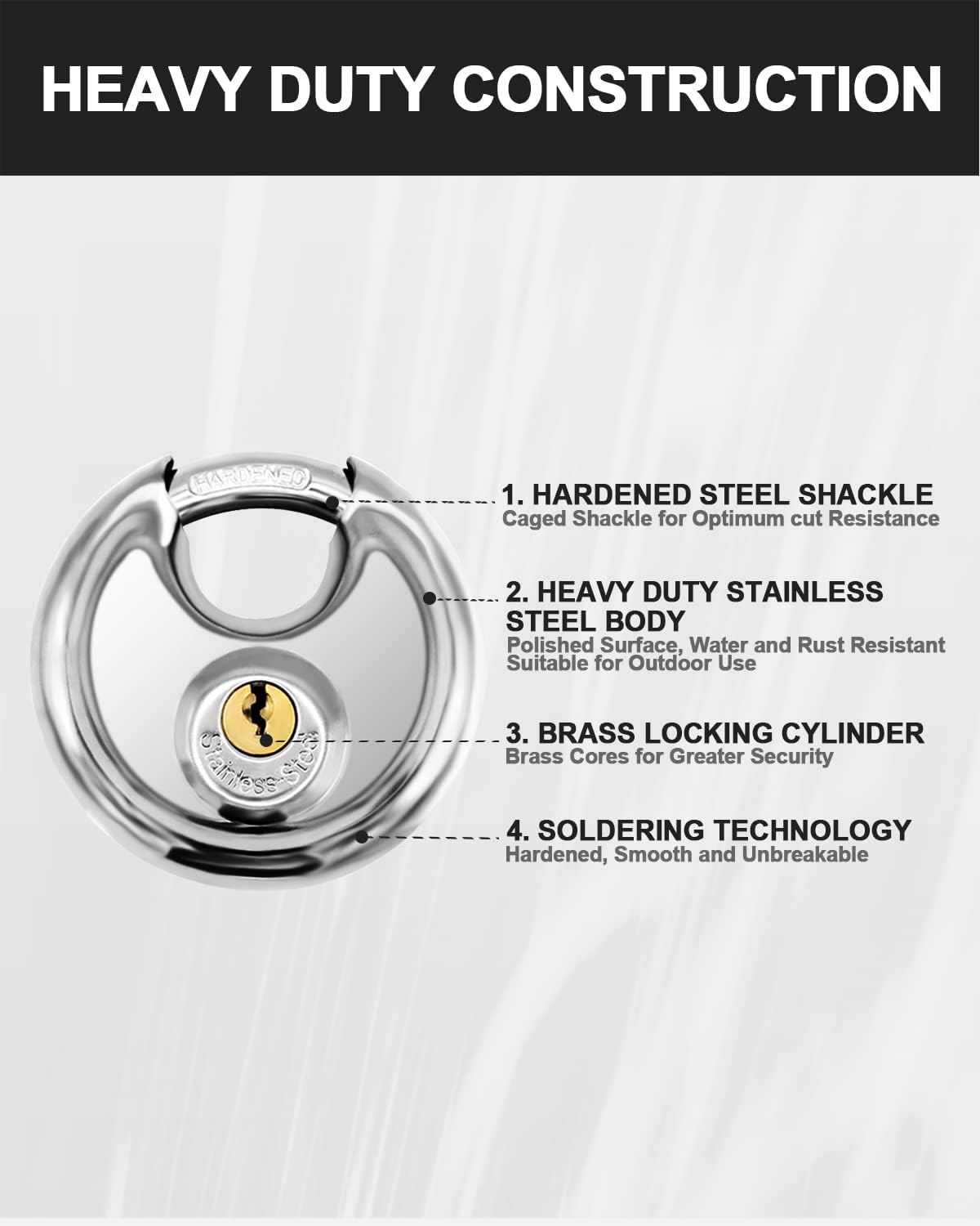 Vervida 2-Pack Discus Padlock and Combination Lock Set for Gym, School, Gate, Fence, Storage, Toolbox