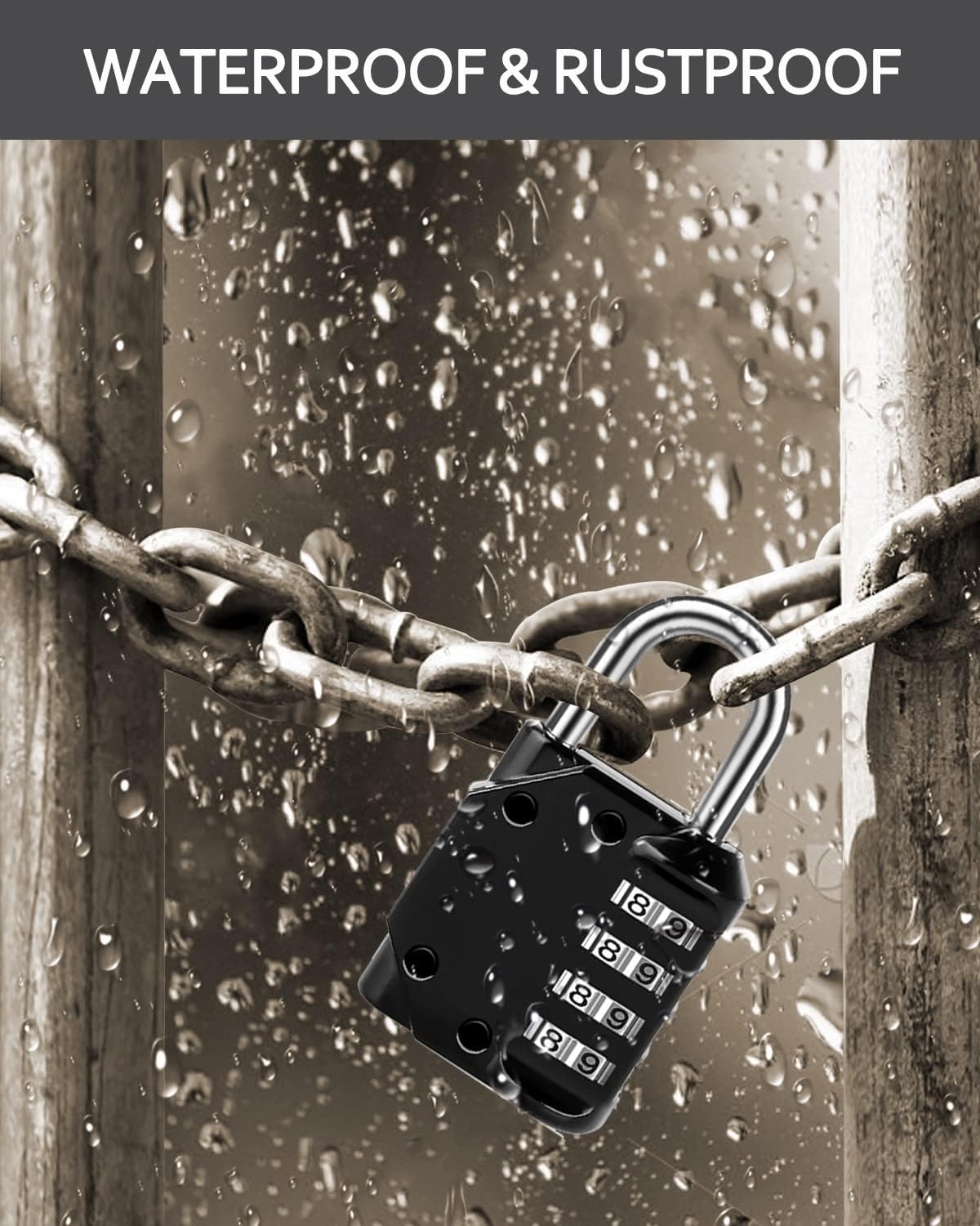 Vervida 4 Black Combination Lock & 2 Disc Padlock Set for Gym & School Lockers, Gates, Fences, Storage - Secure Your Belongings