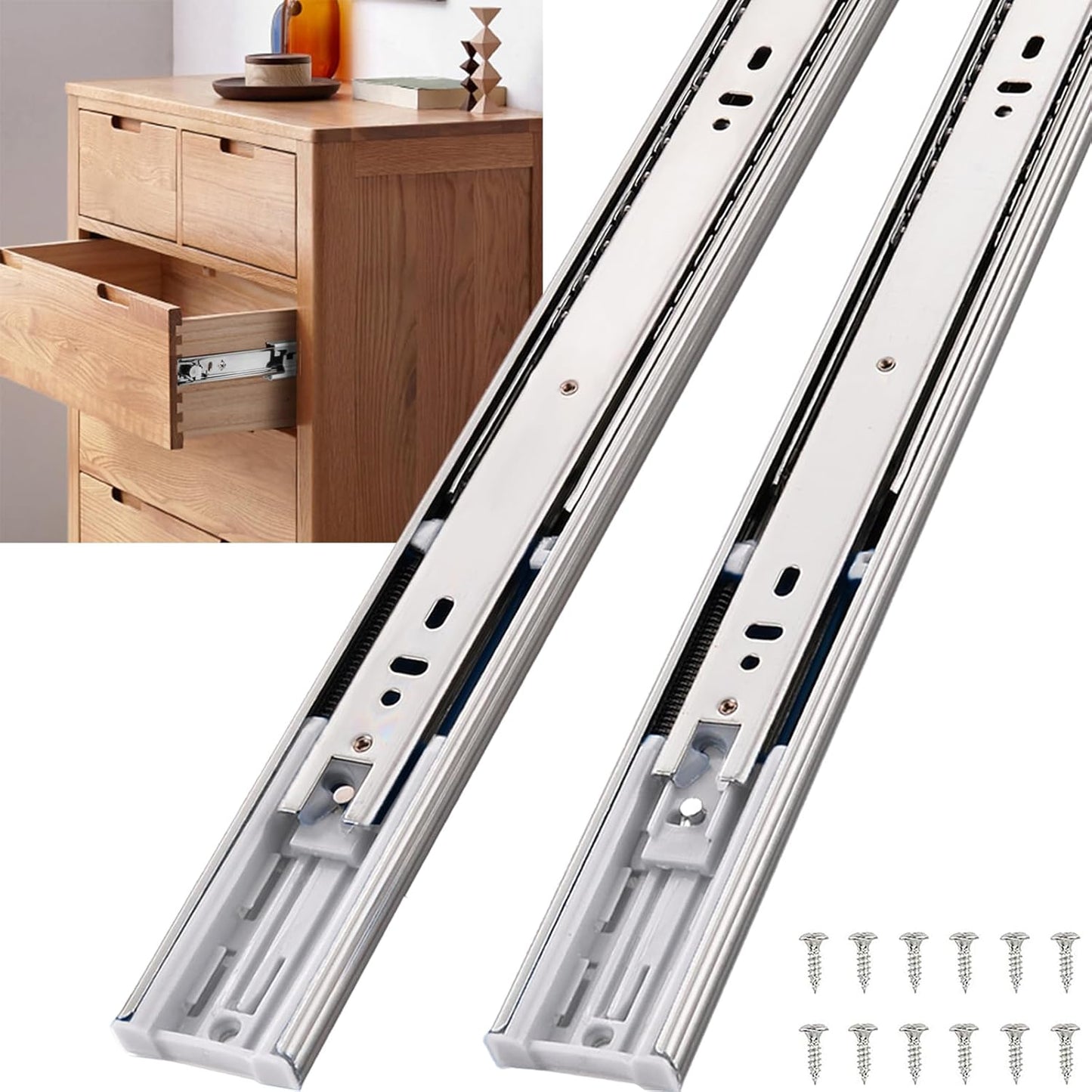 VESLA HOME 10 Pairs 22 Inch 3-Section Full Extension Soft Close Drawer Slides,110 LB Ball Bearing Metal Cabinet Side Mount Slow Close Drawer Hardware Slide,Available in 16" 18" 20" 22" Lengths