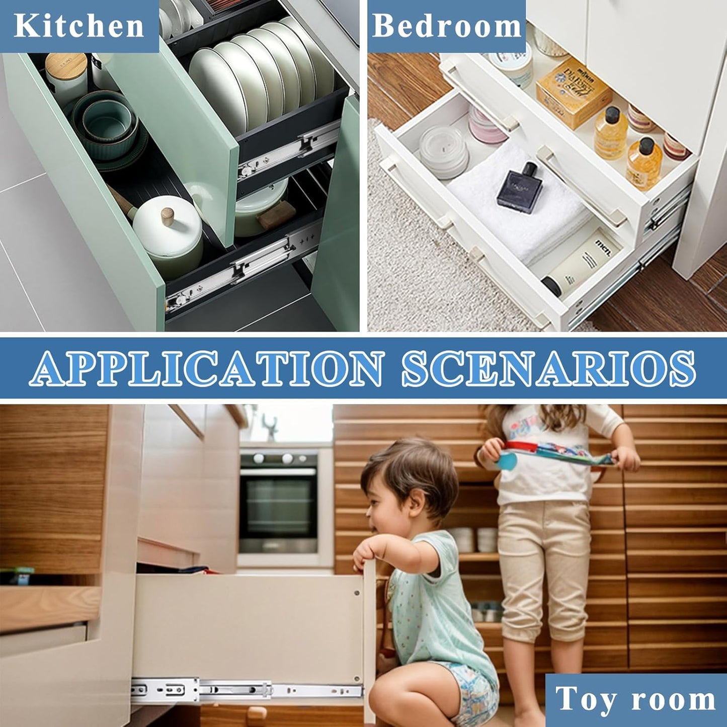 VESLA HOME 10 Pairs 22 Inch 3-Section Full Extension Soft Close Drawer Slides,110 LB Ball Bearing Metal Cabinet Side Mount Slow Close Drawer Hardware Slide,Available in 16" 18" 20" 22" Lengths