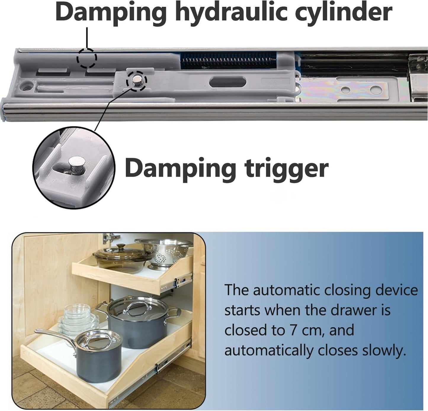 VESLA HOME 10 Pairs 22 Inch 3-Section Full Extension Soft Close Drawer Slides,110 LB Ball Bearing Metal Cabinet Side Mount Slow Close Drawer Hardware Slide,Available in 16" 18" 20" 22" Lengths