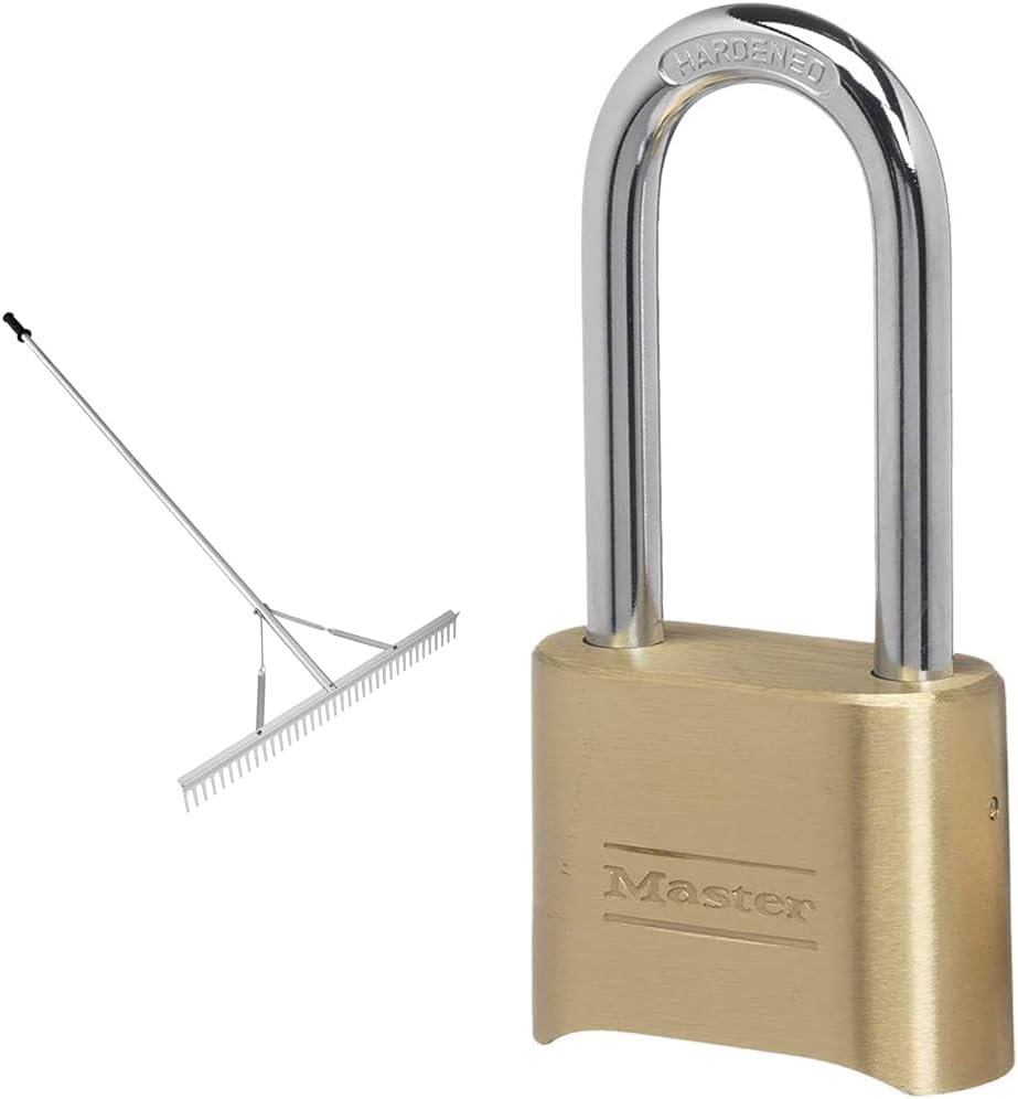 VEVOR 36" Aluminum Landscape Rake with Lake Weed Rake & Combination Lock - Indoor/Outdoor Padlock with Extended Shackle