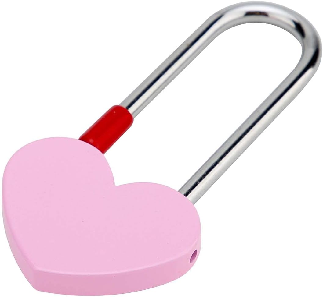 VeYocilk Love Lock Heart Padlock: Set of 4 3.5" 50mm Wish Locks - Everlasting Love for Fence & Bridge, Keyless