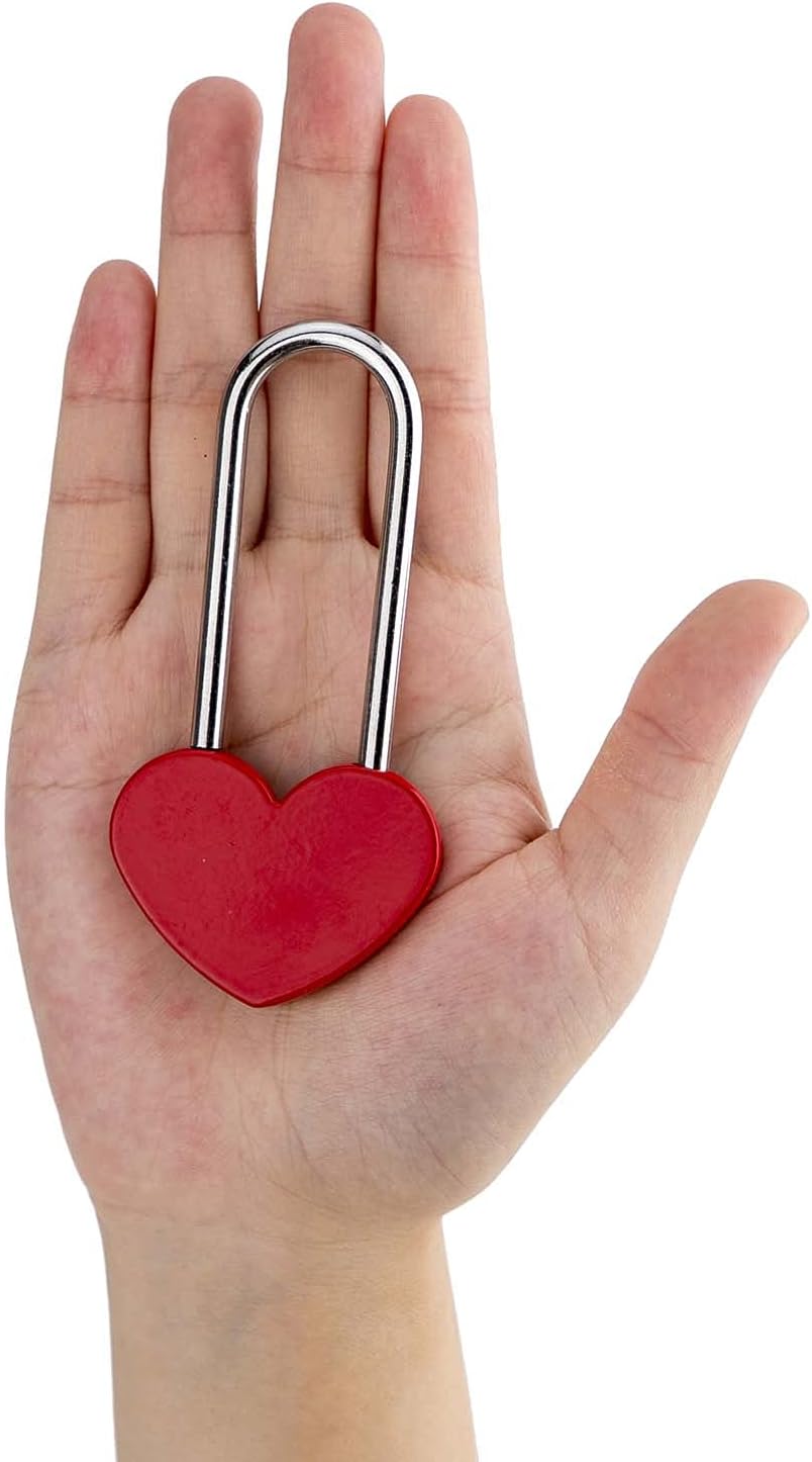 VeYocilk Love Lock Heart Padlock: Set of 4 3.5" 50mm Wish Locks - Everlasting Love for Fence & Bridge, Keyless