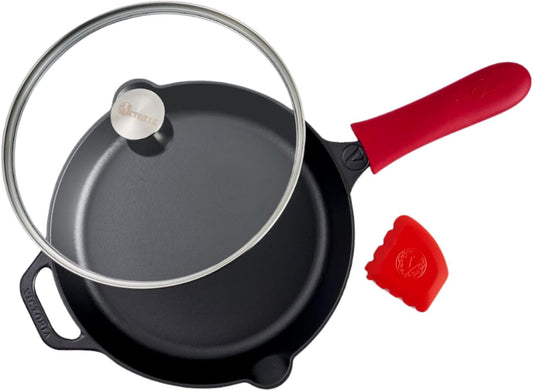 Victoria 12-Inch Pre-Seasoned Cast Iron Skillet with Long Handle - Made in Colombia