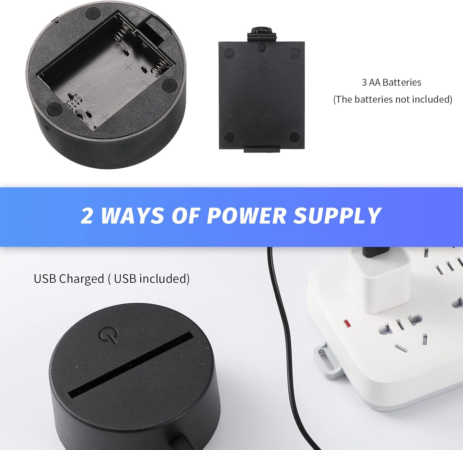 VIHOSE 50 Sets 3D Night LED Light Lamp Base Kit - Square Bases, Acrylic Sheets, Remote Controls, USB Cables - DIY Craft Restaurant Bar Cafe Room - 16 Colors Display