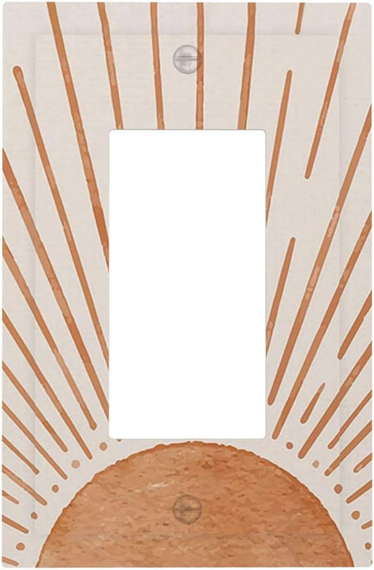 Vintage 70s Hippie Retro Mid Century Abstract Orange Boho Sun Single Decorator Outlet Wall Plate