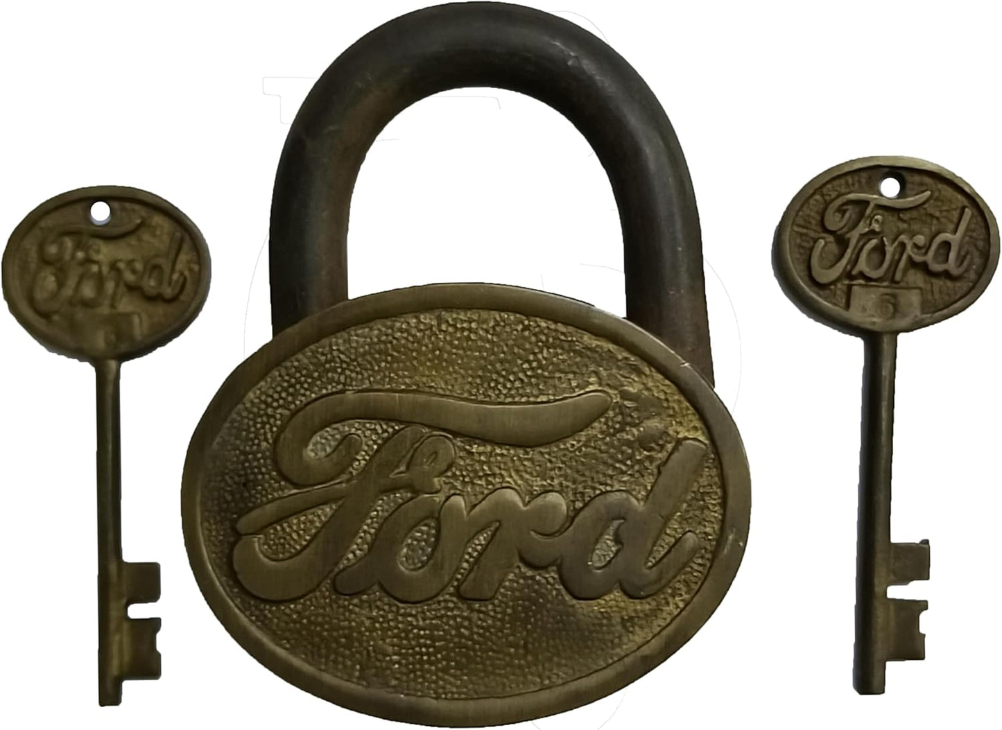 Vintage Brass Garden Padlock with Two Keys - Heavy Duty Functional Lock - Handcrafted Parijat Handicraft - Antique Style Brass Padlock