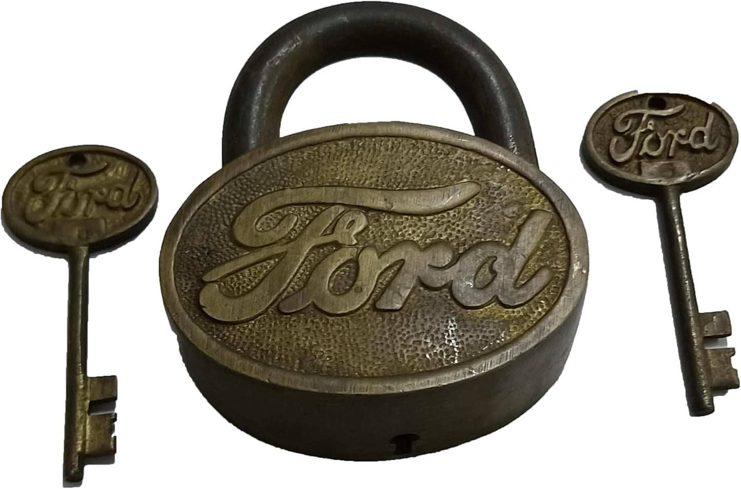 Vintage Brass Garden Padlock with Two Keys - Heavy Duty Functional Lock - Handcrafted Parijat Handicraft - Antique Style Brass Padlock