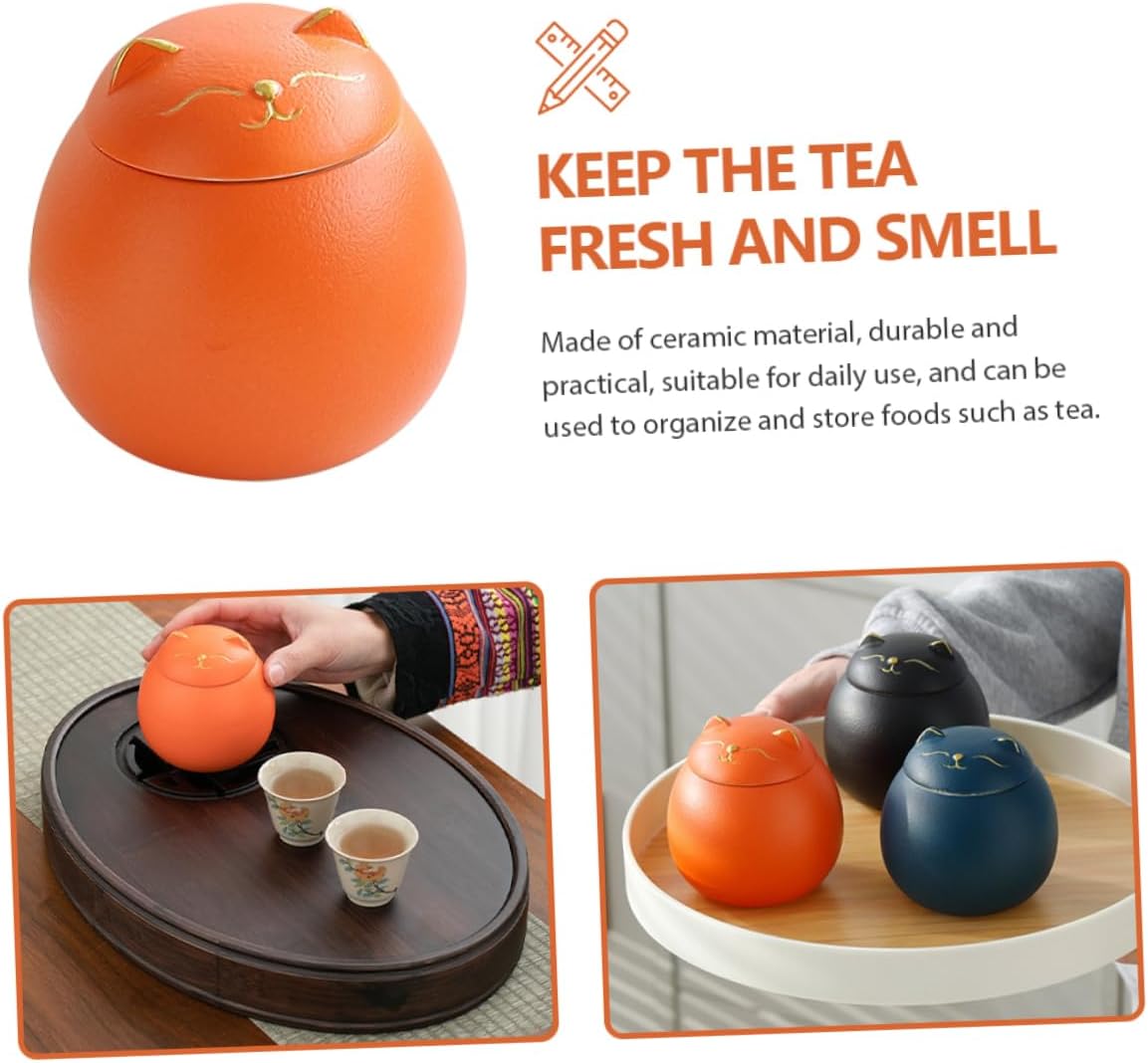 Vintage Ceramic Fortune Cat Tea Pot and Treat Jar - Airtight Canister for Loose Leaf Tea, Coffee, and Snacks