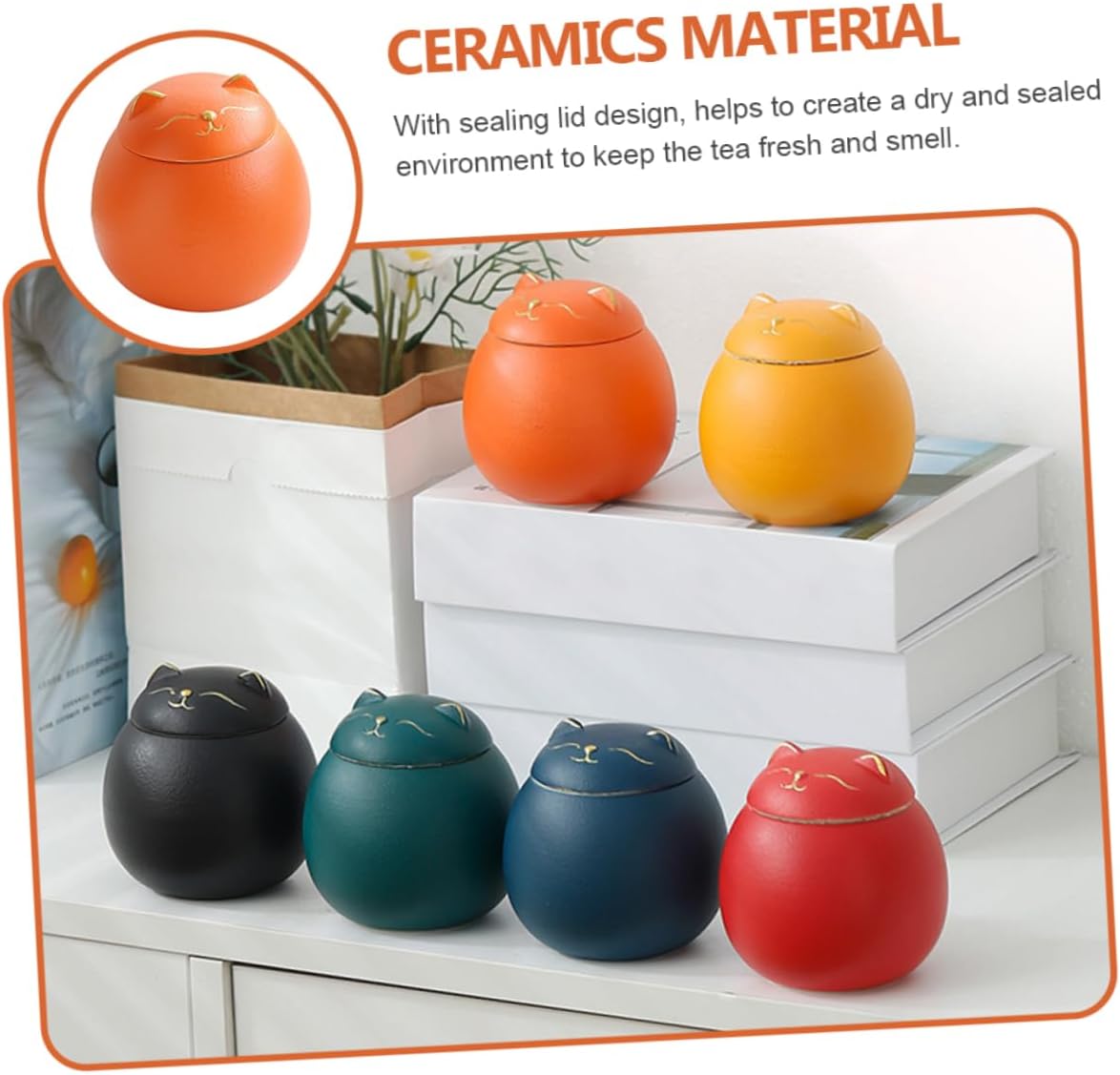 Vintage Ceramic Fortune Cat Tea Pot and Treat Jar - Airtight Canister for Loose Leaf Tea, Coffee, and Snacks