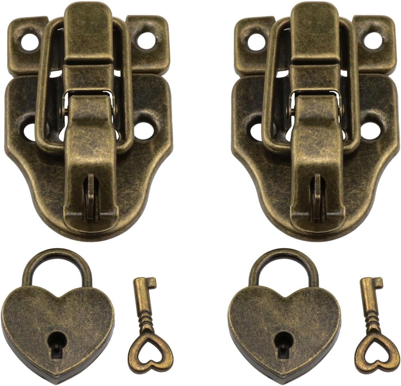 Vintage Duckbilled Toggle Hasp Padlock Kit - Set of 2 for Jewelry Box, Wooden Box, Furniture