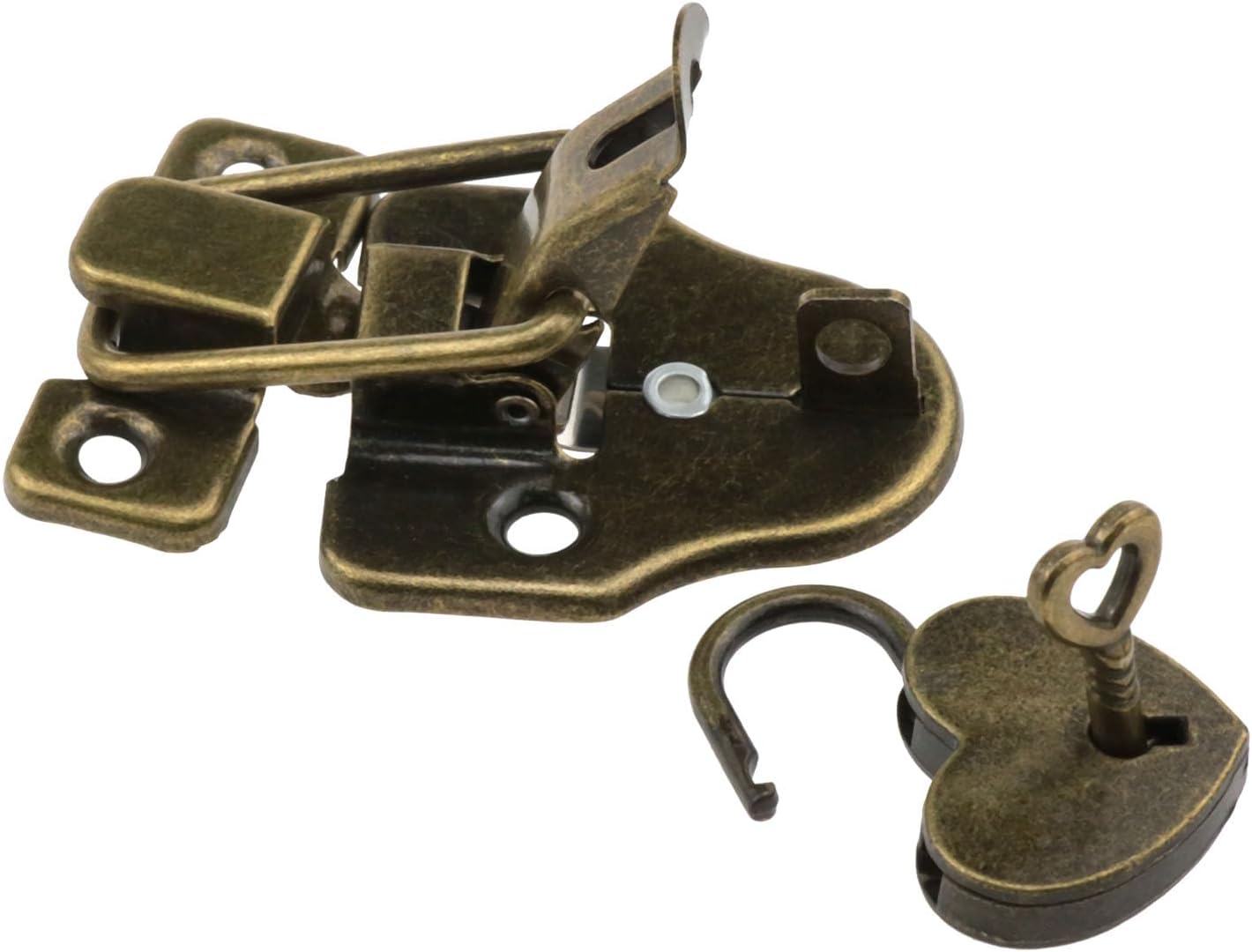 Vintage Duckbilled Toggle Hasp Padlock Kit - Set of 2 for Jewelry Box, Wooden Box, Furniture