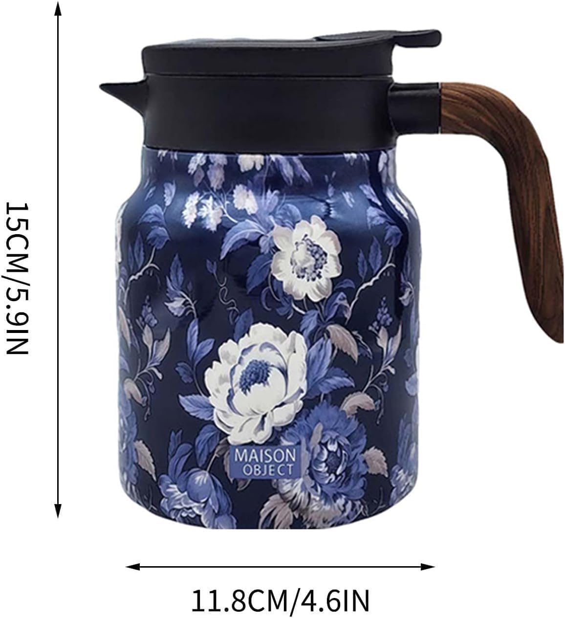 Vintage Floral Pattern Tea Thermos with Built-In Infuser - Stainless Steel Thermal Carafe for Hot Drinks