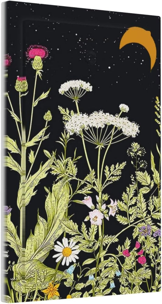 Vintage Moon Herbal Floral Watercolor Wildflower Botanical Wallplate Switch Cover - 1-Gang Midway Size Herb Decor
