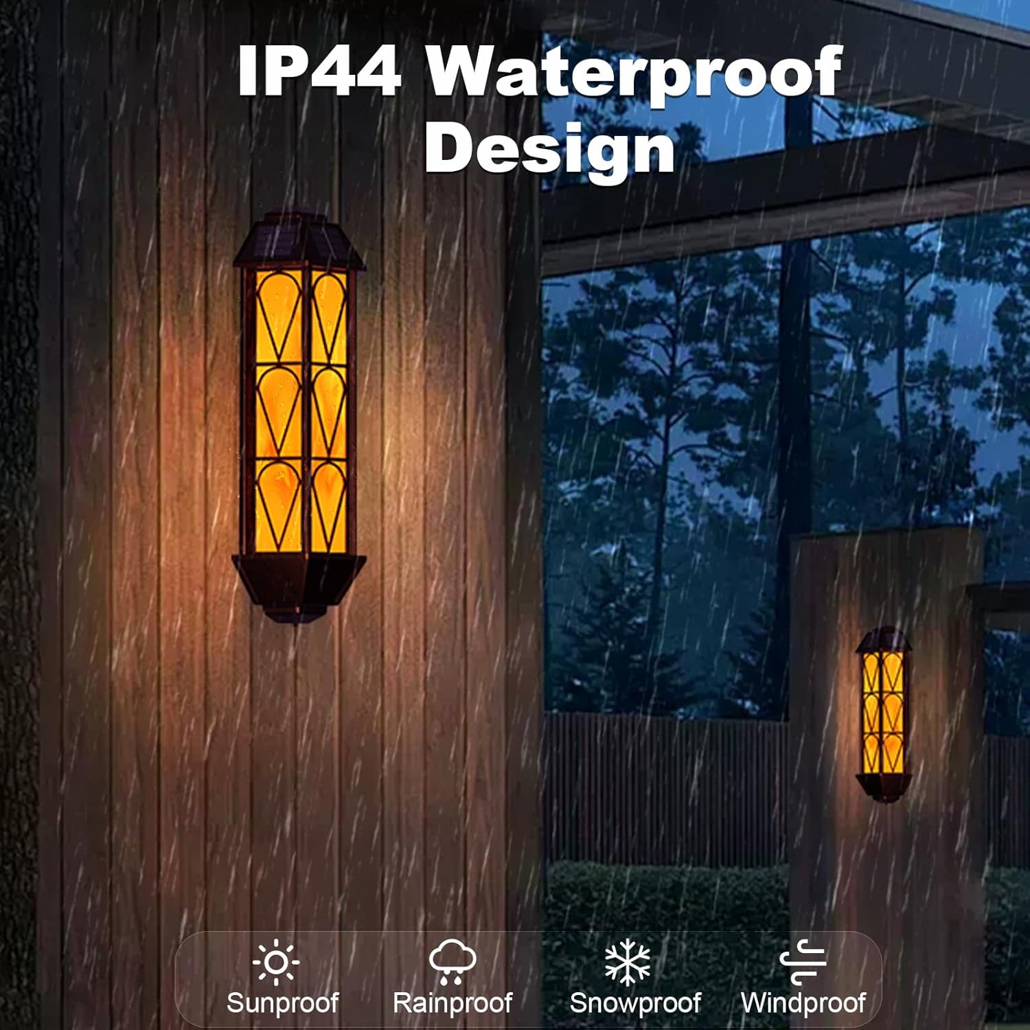 Vintage Solar Wall Lights with Flickering Flame Effect, Waterproof Outdoor Lighting for House Garden Patio - Set of 2