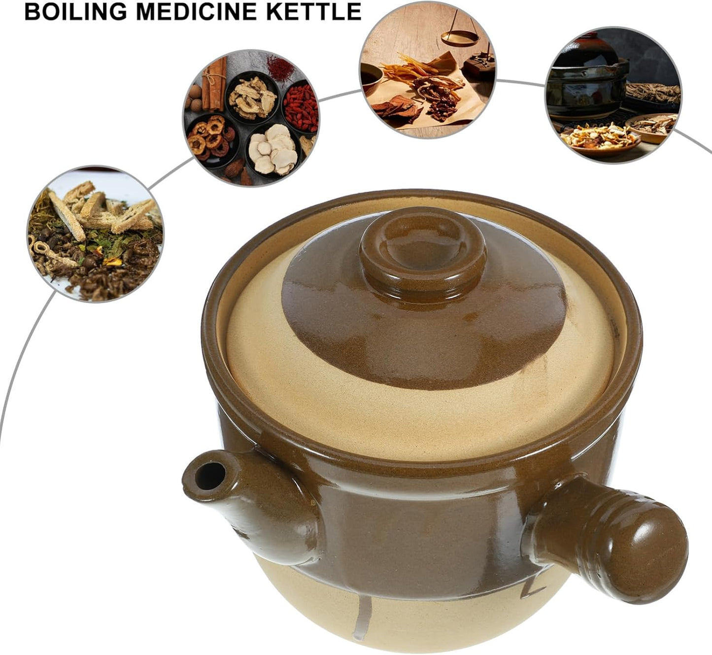 Vintage Traditional Chinese Medicine Casserole Skillet Pot for Stewing and Cooking in Greenadscape Herbal Kitchenware