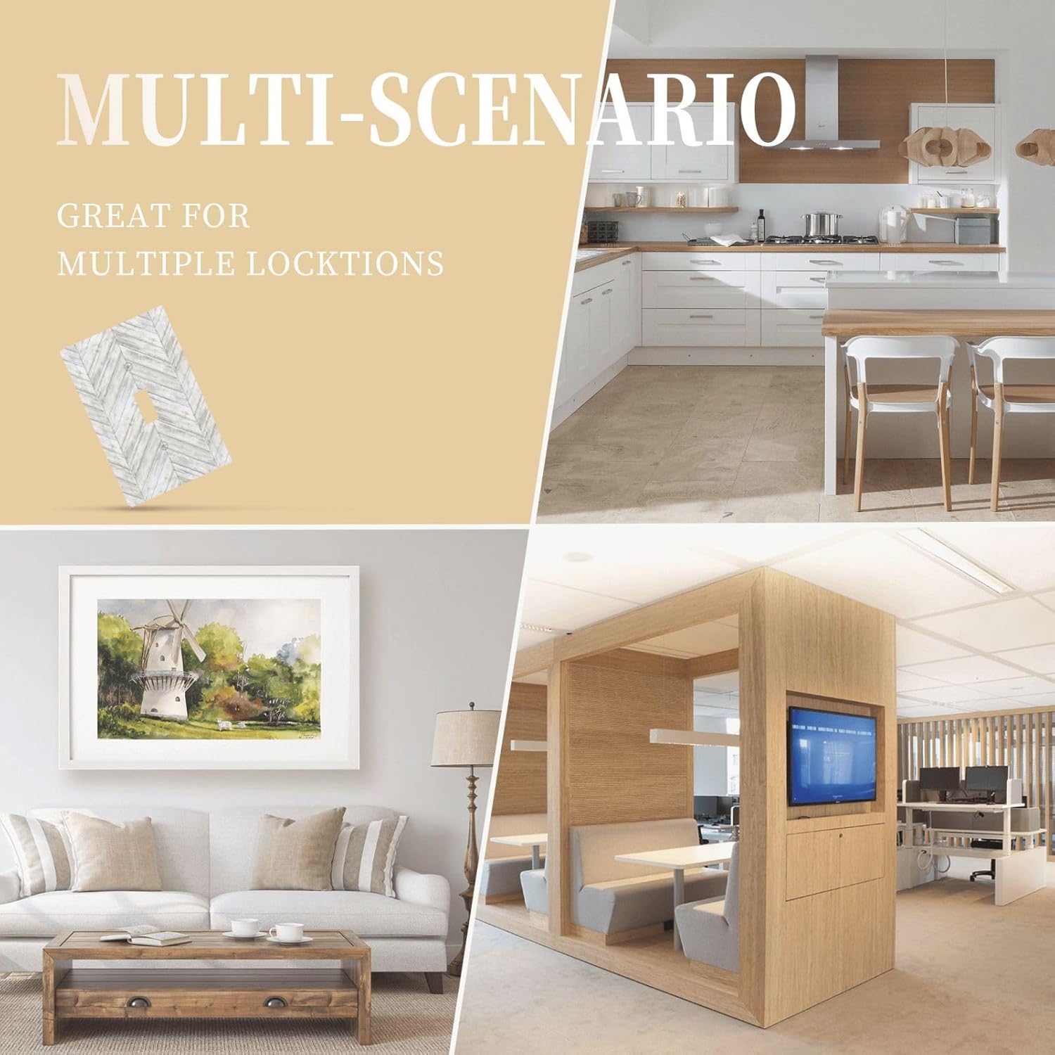 Vintage White Gray Herringbone Wood Boards Single Toggle Light Switch Cover