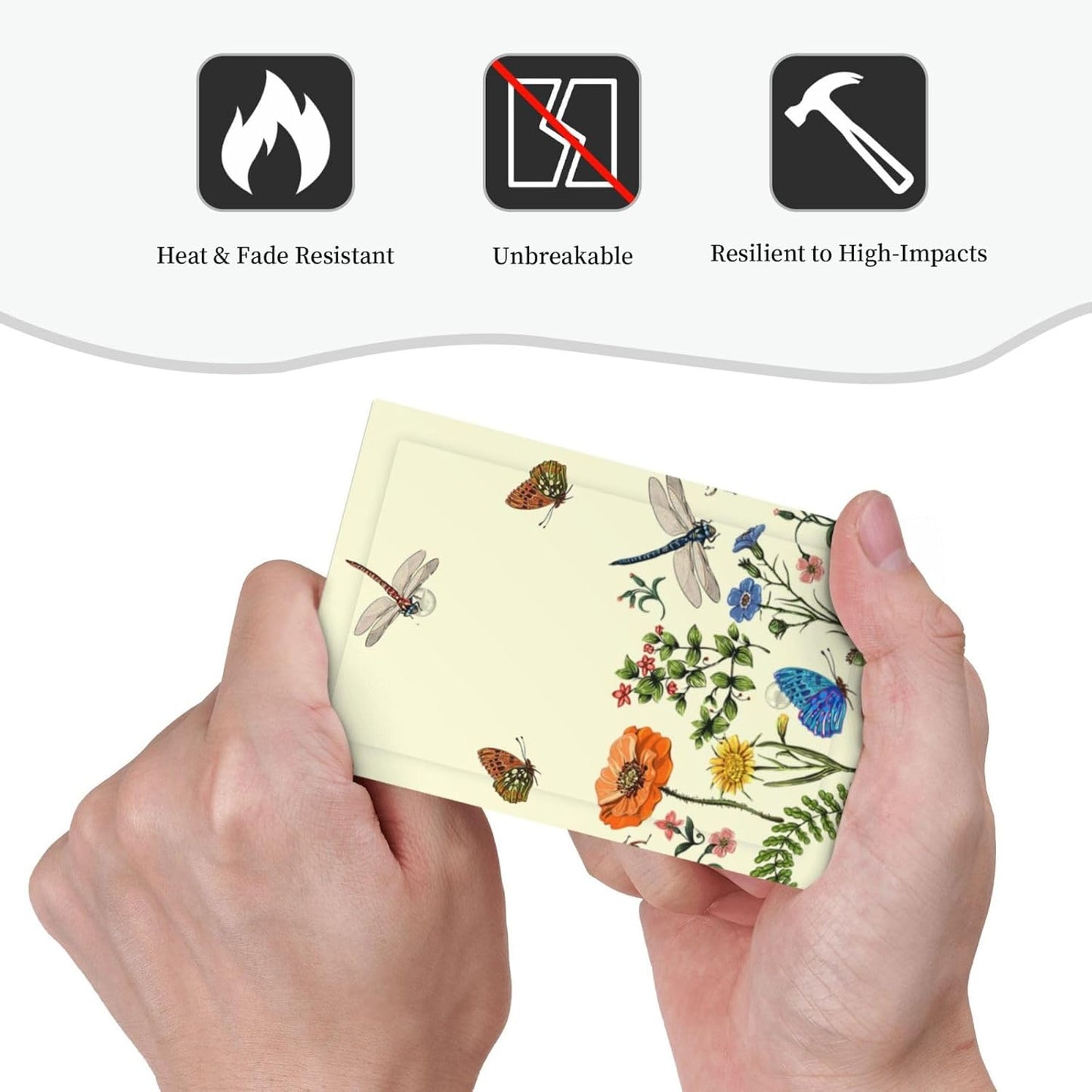 Vintage Yellow Butterfly Dragonfly Botanical Flower Floral Wallplate for Unused Outlets/Switches - 1-Gang Blank Cover Plate