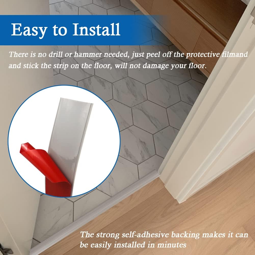 Vinyl Floor Transition Strip with Elegant Wood Grain Design, Self-Adhesive Floor Cover Strips for Laminate Flooring, 2" Wide Flat Divider Strip - 20 Ft, Gray