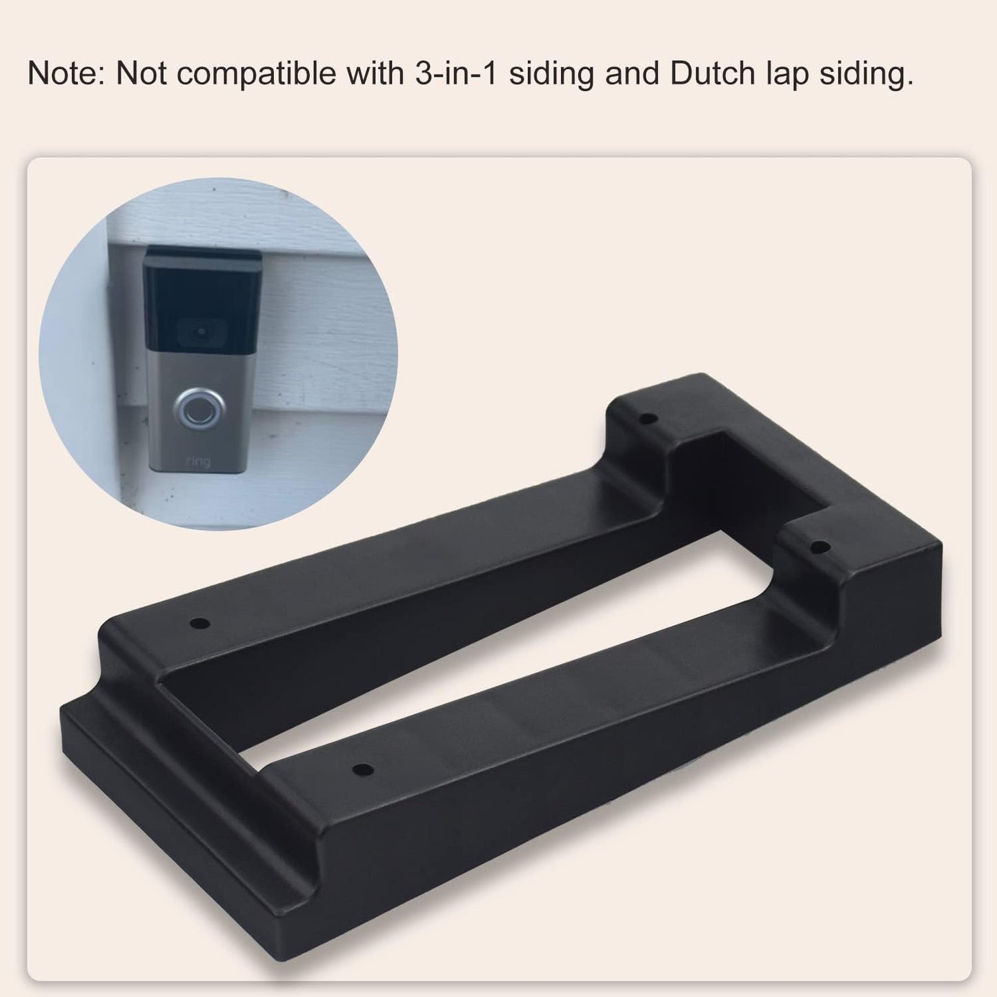Vinyl Siding Mounting Plate for Ring Video Doorbell 2, 3, 3 Plus - Angle Adjustment Adapter with Hardware - Compatible with Standard Style Siding