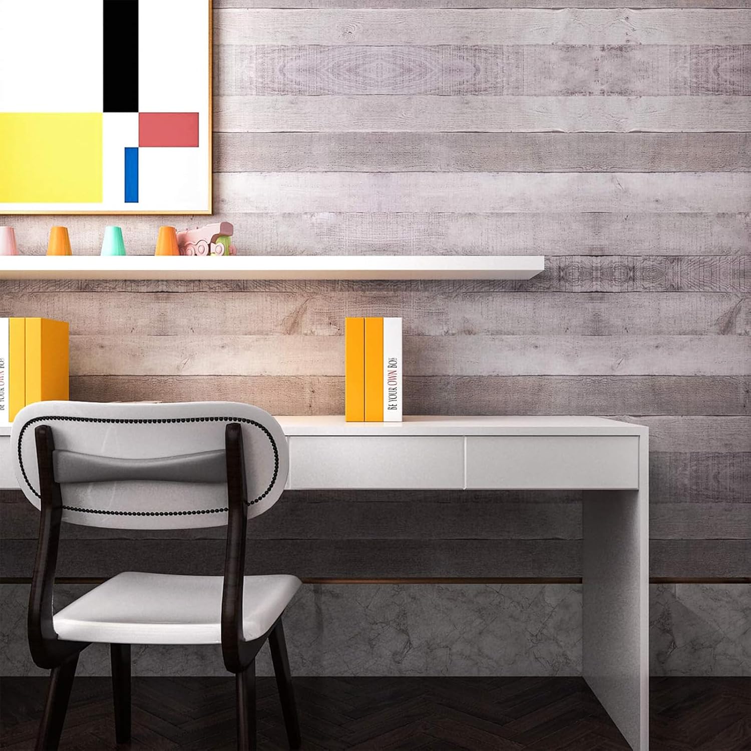 Vinyl Wood Tile Sticker in Brown - 15.8" x 120" - Pack of 1 by Art3d