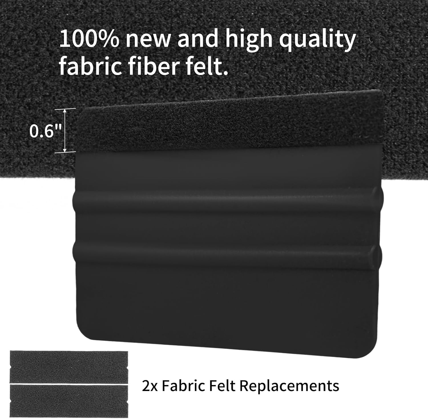 Vinyl Wrap Squeegee Set with Felt Replacements - 2 Pack, 4 Inch Tools for Car Wrap, Sign Making, Crafting - Black