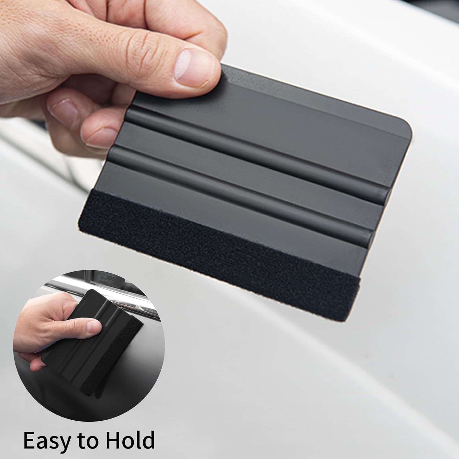 Vinyl Wrap Squeegee Set with Felt Replacements - 2 Pack, 4 Inch Tools for Car Wrap, Sign Making, Crafting - Black