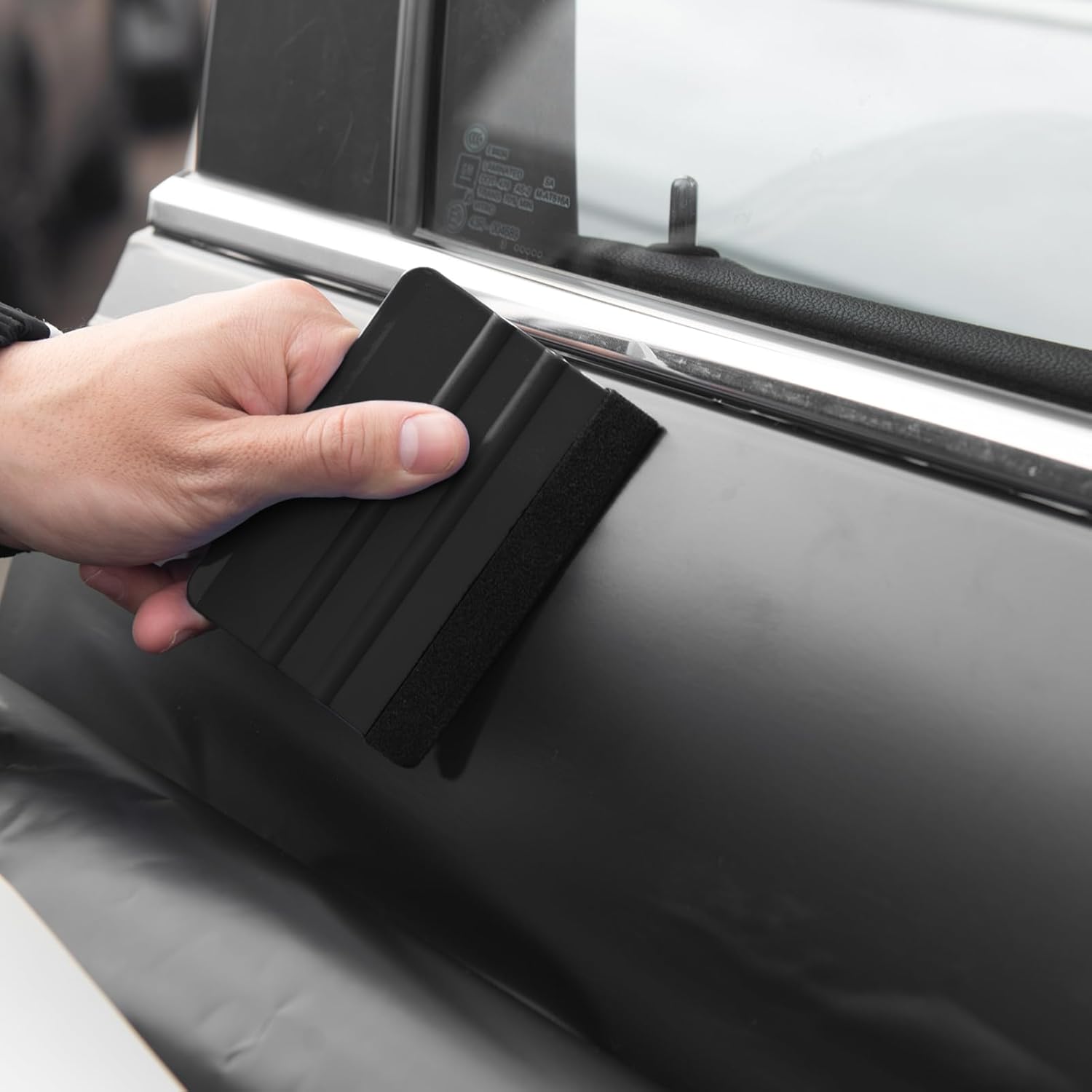 Vinyl Wrap Squeegee Set with Felt Replacements - 2 Pack, 4 Inch Tools for Car Wrap, Sign Making, Crafting - Black