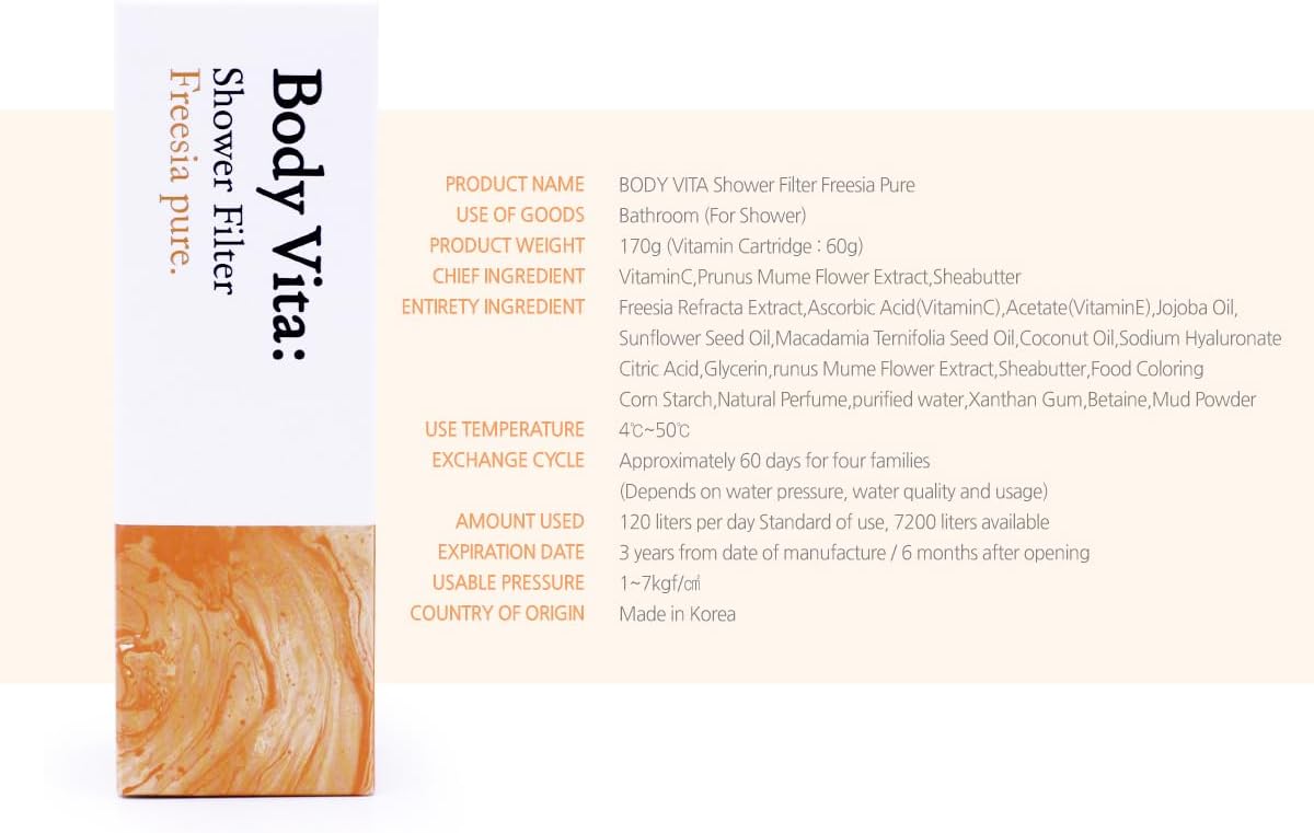 Vitamin Shower Filter for Softer Skin and Hair, Reducing Dryness and Itching - Freesia Pure