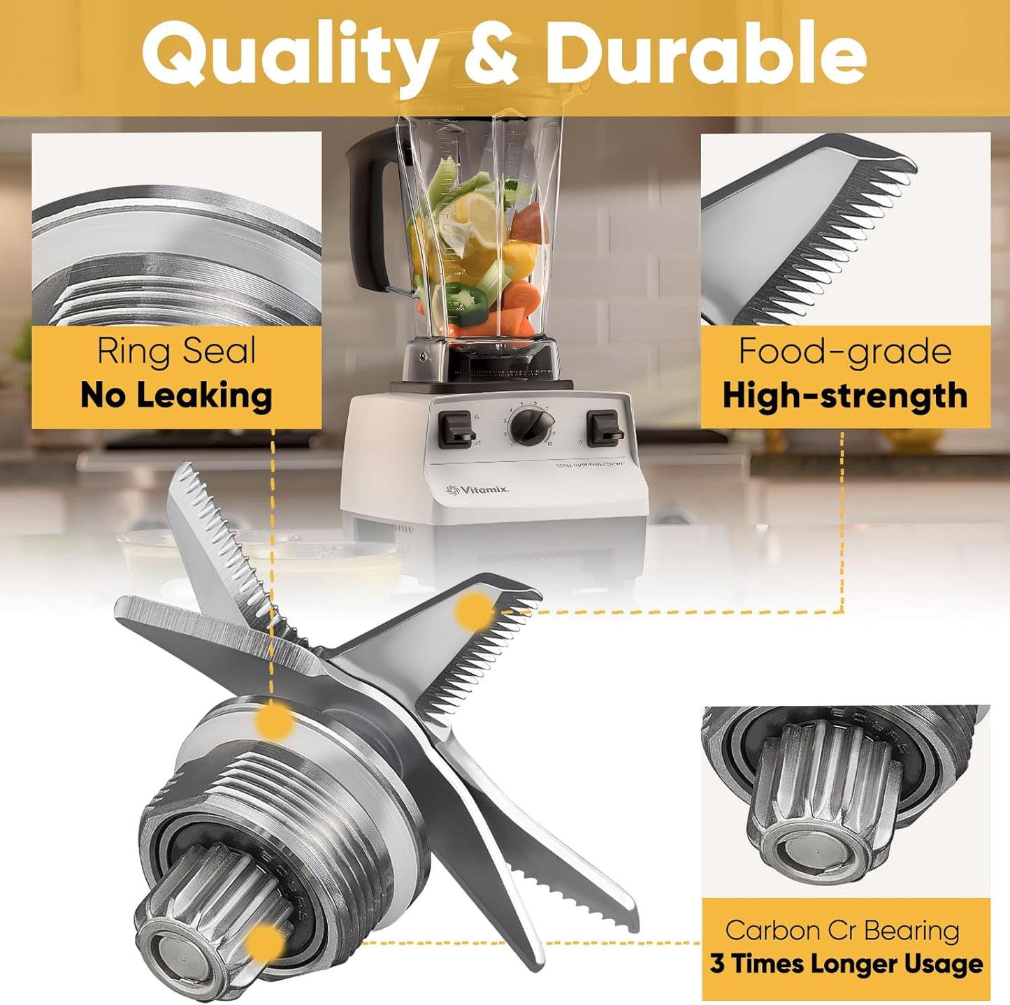 Vitamix 5200 Blender Blade Replacement Parts - Stainless Steel Wet Blade Assembly for 32oz & 64oz Containers - Direct Fit & High Quality