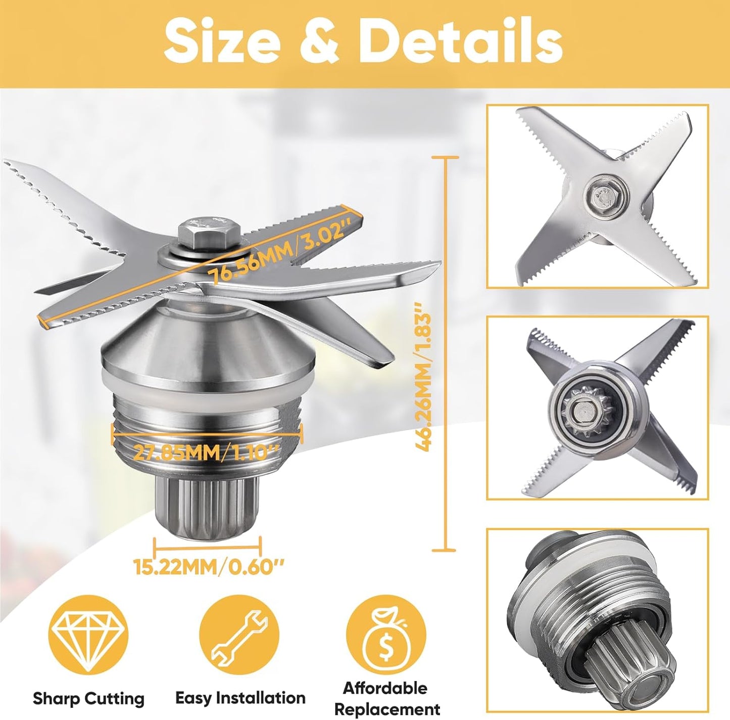 Vitamix 5200 Blender Blade Replacement Parts - Stainless Steel Wet Blade Assembly for 32oz & 64oz Containers - Direct Fit & High Quality