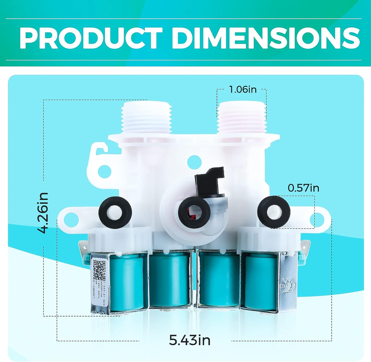 W11165546 Washer Water Inlet Valve Replacement for Whirlpool Kenmore Maytag Washing Machine - Replaces 33090105, AP6284346