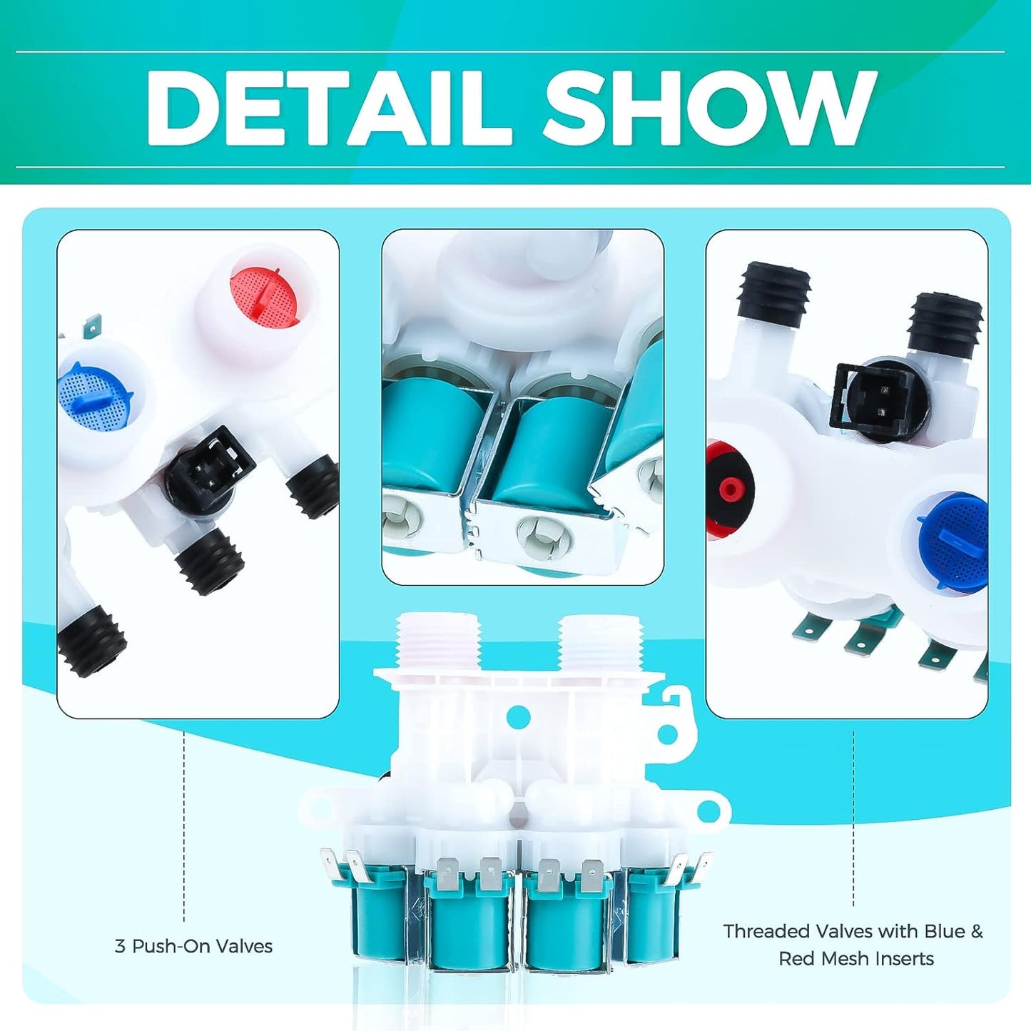 W11165546 Washer Water Inlet Valve Replacement for Whirlpool Kenmore Maytag Washing Machine - Replaces 33090105, AP6284346