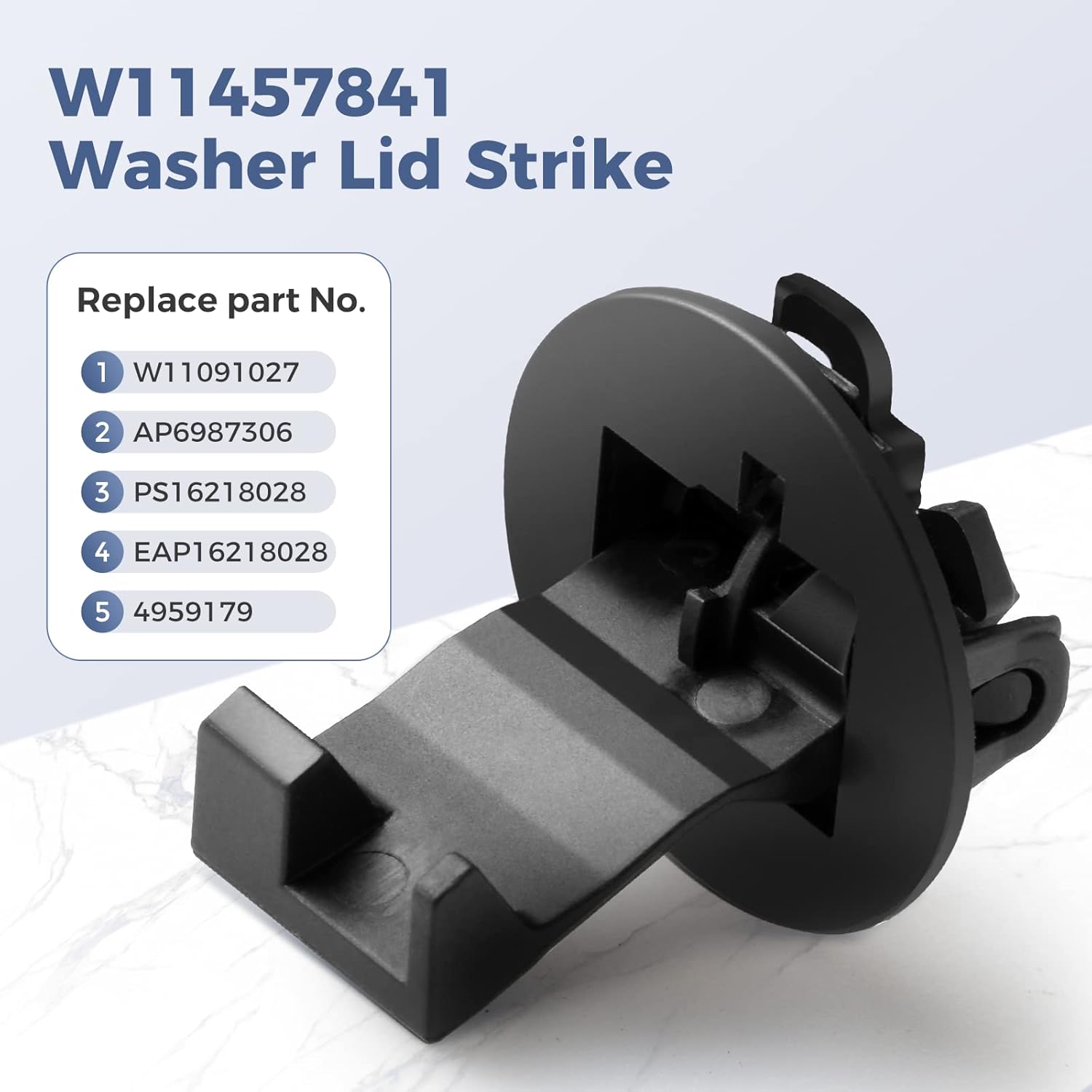 W11457841 Washer Lid Strike for Whirlpool Maytag, Replaces W11091027 4959179 AP6987306