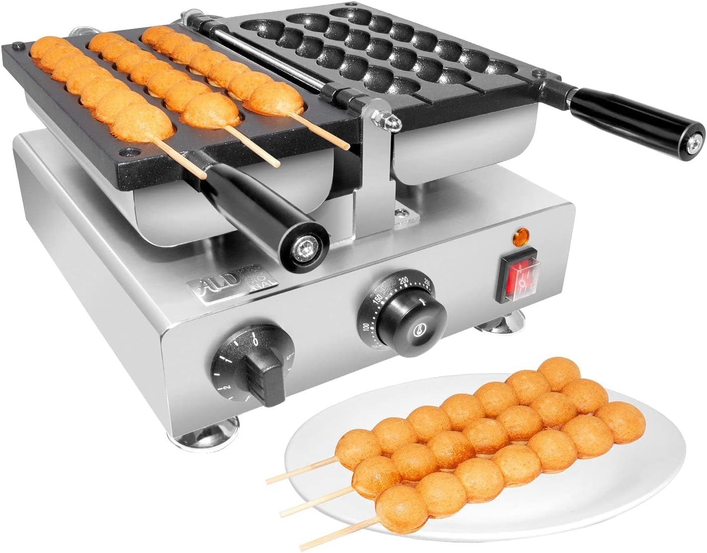 Waffle Stick Maker Machine for 3 Beads-Shaped Waffles on a Stick | 110V Waffle Making Appliance
