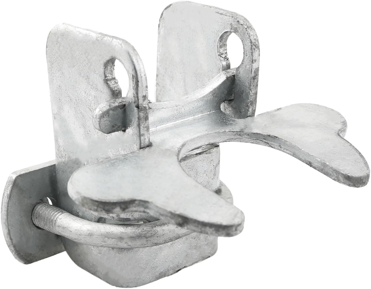 Wall-Mounted Butterfly Lock with Padlock Hole for Chain Link Fence Doghouses and Panels