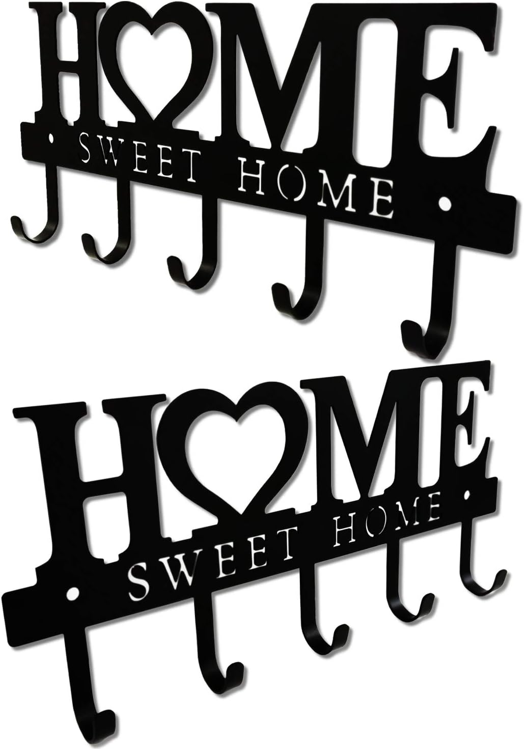 Wall Mounted Metal Key Holder Hooks Organizer Rack 5.9x13 inches - Entryway Decor for Front Door, Kitchen, Hallway, Garage, Mudroom, Office - Includes Screws and Anchors