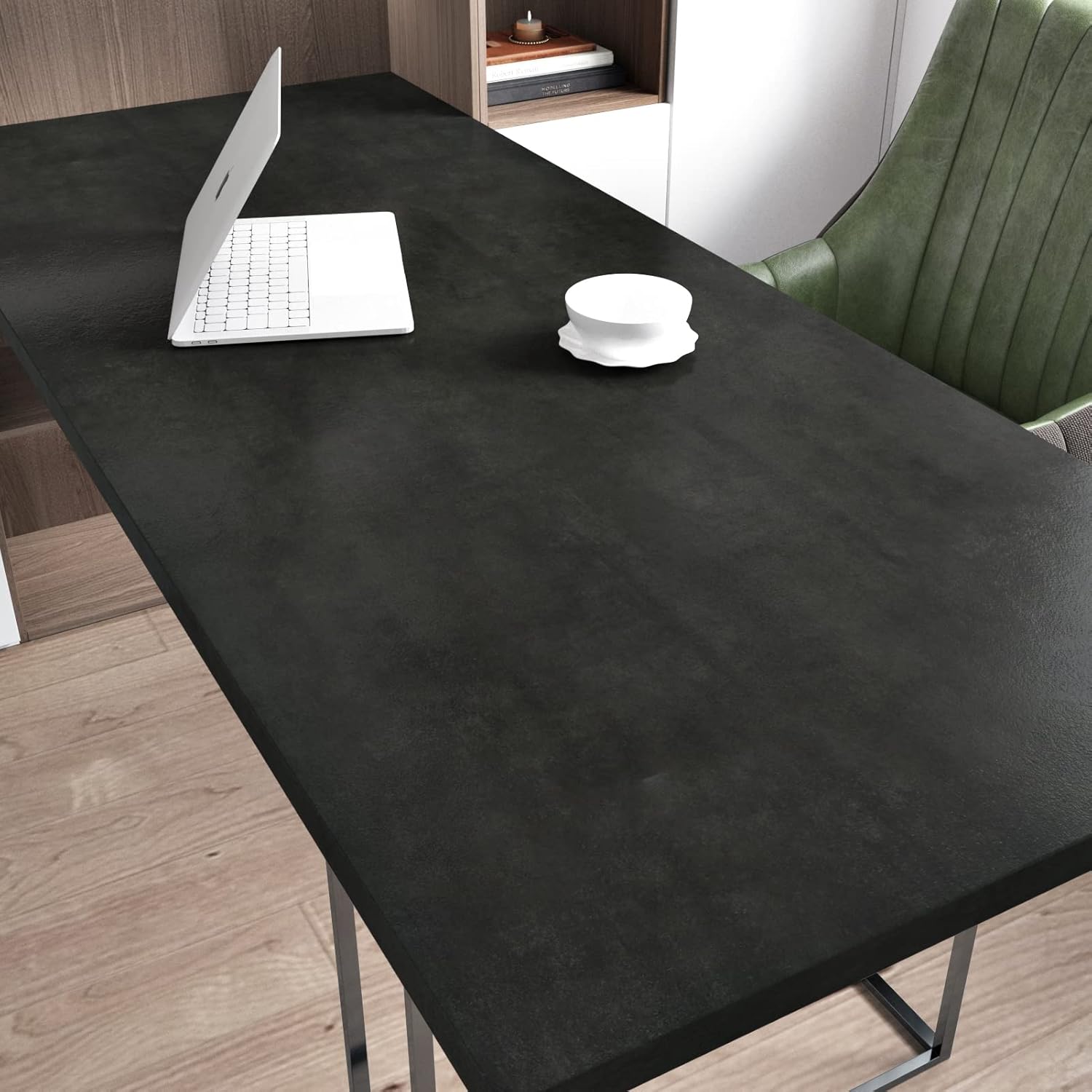 Wallercity Deep Gray Concrete Wallpaper Peel and Stick Countertops - 15.8'' x 118'' Dark Grey Cement Contact Paper Vinyl Matte Textured Self Adhesive Removable Wallpaper - Ideal for Garage and Bathroom