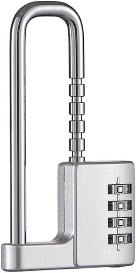 WANLIAN Cabinet Lock,Padlock,Combination Padlock,4 Dial Resettable Sports Combination Padlock,Stainless Steel Gym Locker Lock Code Long Adjustable Shackle Lock for Outdoor (Silvery)